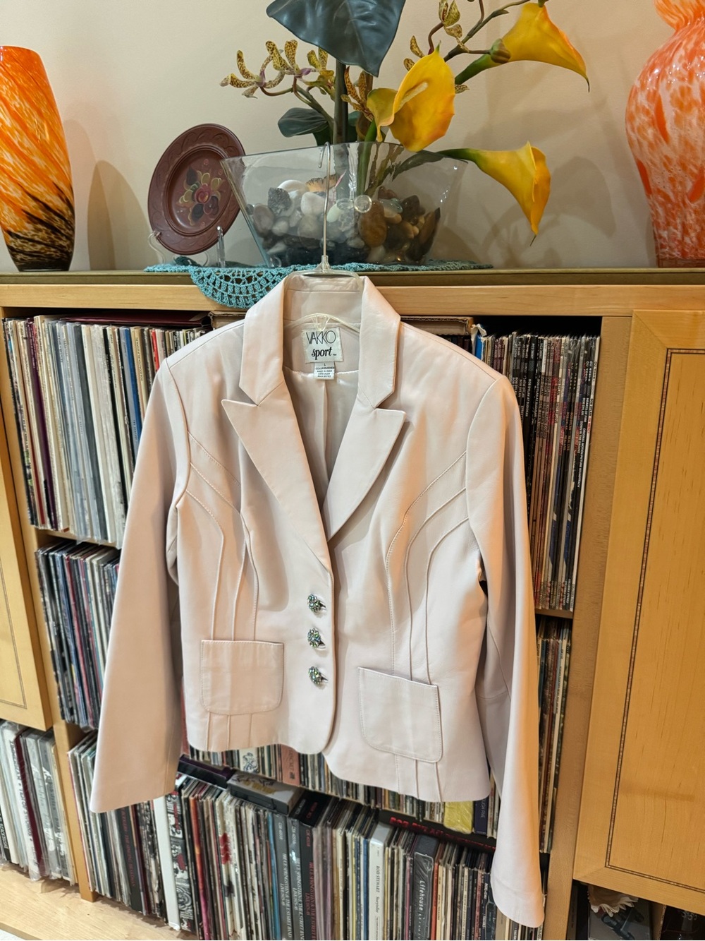 PRICE DROP: NW/OT, VAKKO SPORT, L, lined, PALE PINK LAMBSKIN LEATHER JACKET